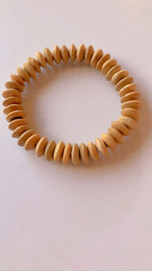 Natural wood disc bracelet