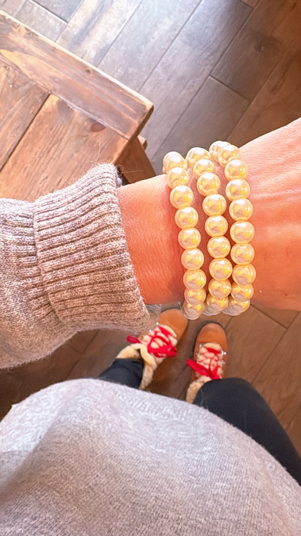Czech glass pearls bracelet stack-set of 3