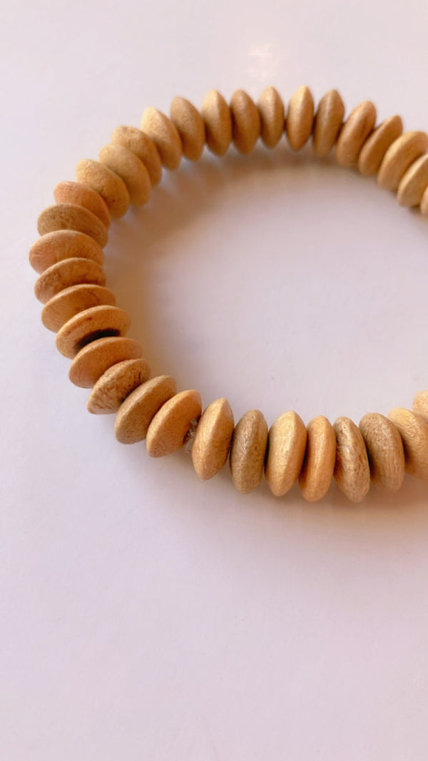 Natural wood disc bracelet