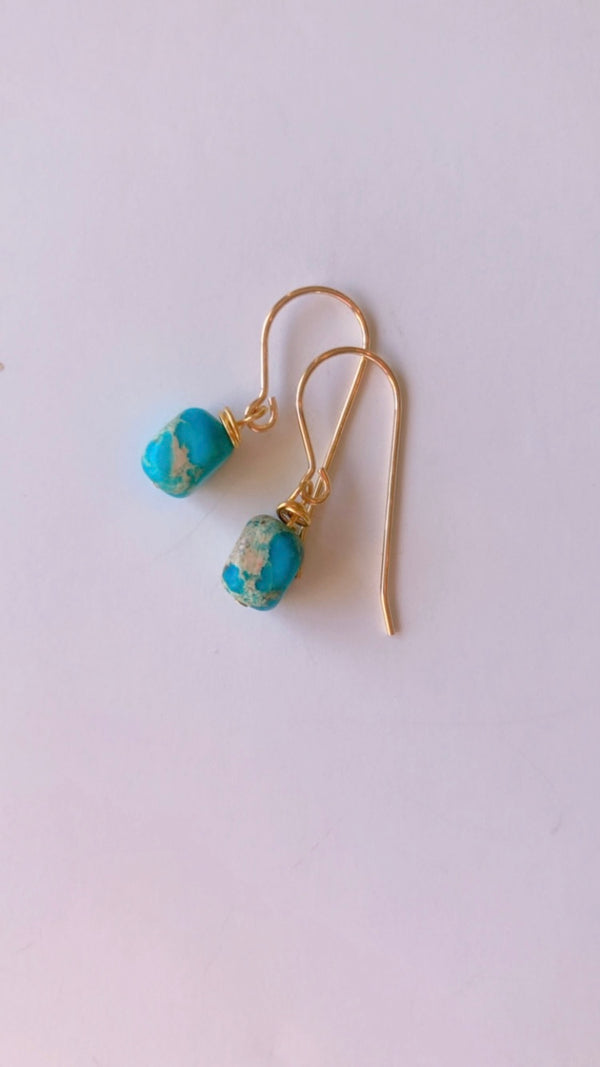 Small Jasper sea sediment nugget earrings