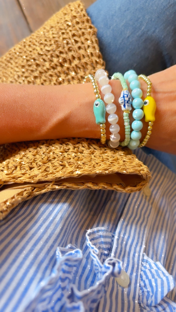 Gold filled aqua fish bracelet