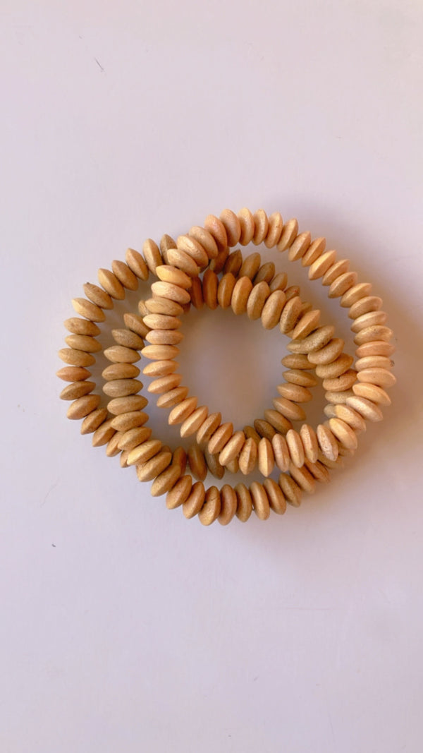 Natural wood disc bracelet
