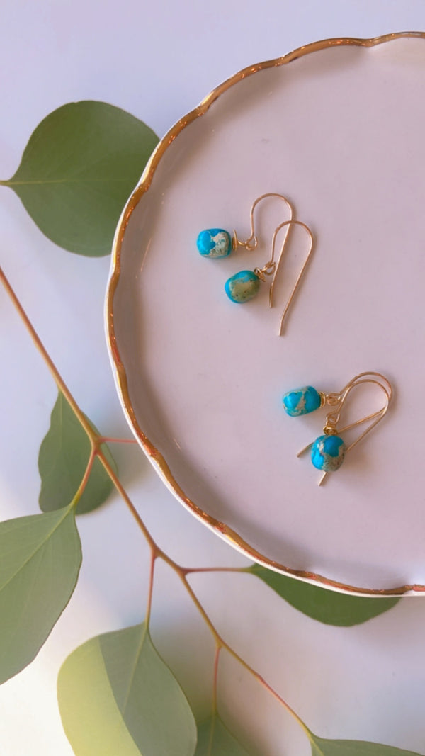 Small Jasper sea sediment nugget earrings