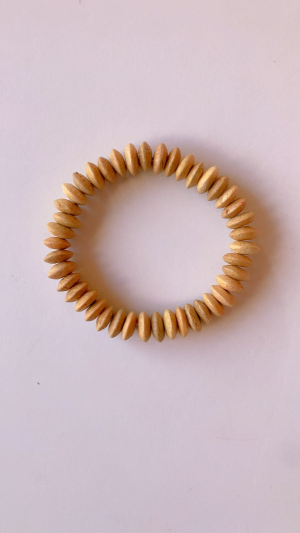 Natural wood disc bracelet