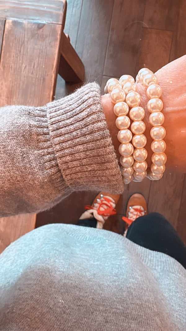 Czech glass pearls bracelet stack-set of 3