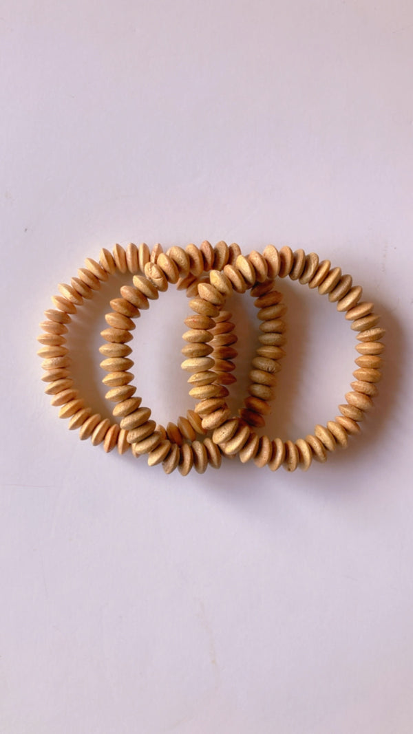 Natural wood disc bracelet