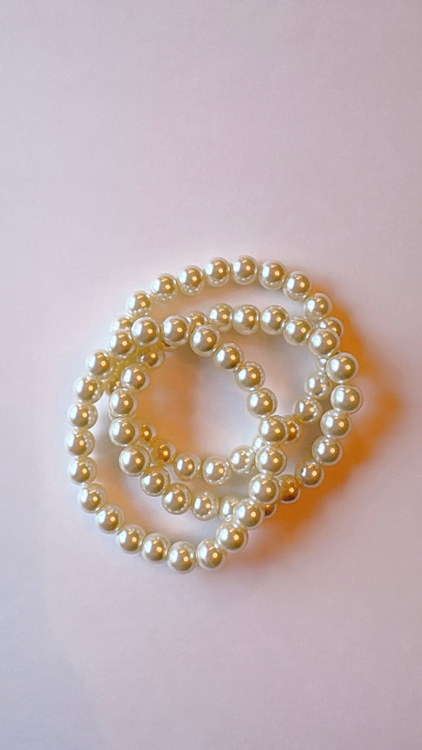Czech glass pearls bracelet stack-set of 3