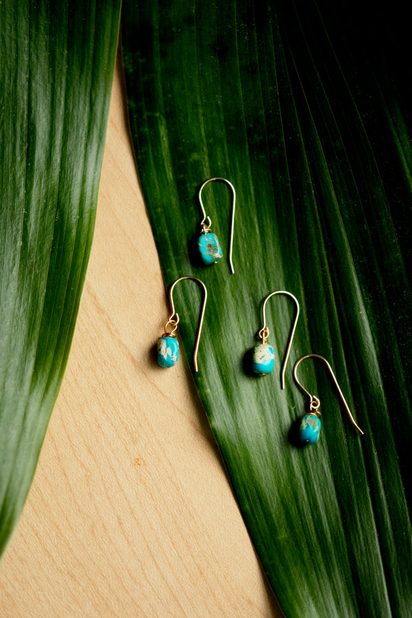 Small Jasper sea sediment nugget earrings